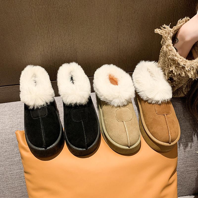 Women's Large Size Soft Sole Cold Resistant Winter Warm Anti-slip Fur One Snow Boots Padded Lined Ankle Boots Anti-slip Sports Cotton Boots