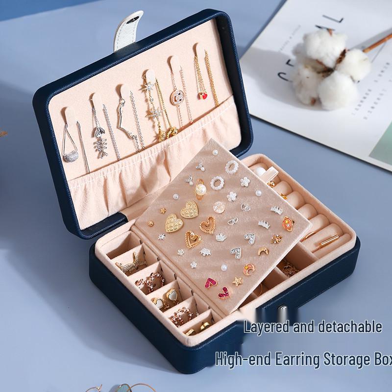 Portable PU Minimalist Jewelry Box for Studs and Rings - Multifunctional Storage Box