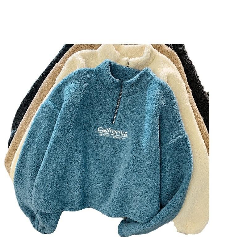 Women's Autumn And Winter Semi High Neck Plus Plush Thick Hoodie