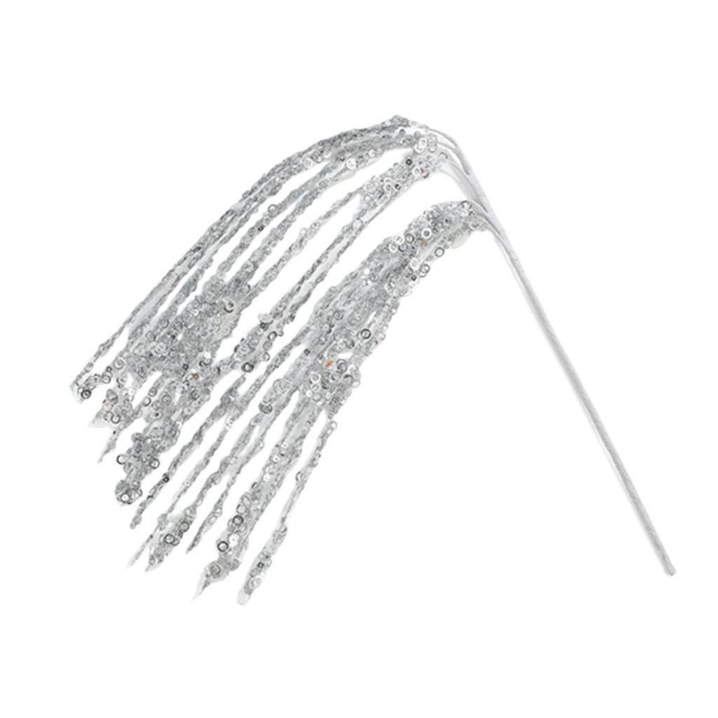Glittery Faux Branches Artificial Floral Grass Pick for Vase Decoration Christmas Table Centerpiece Home Decor