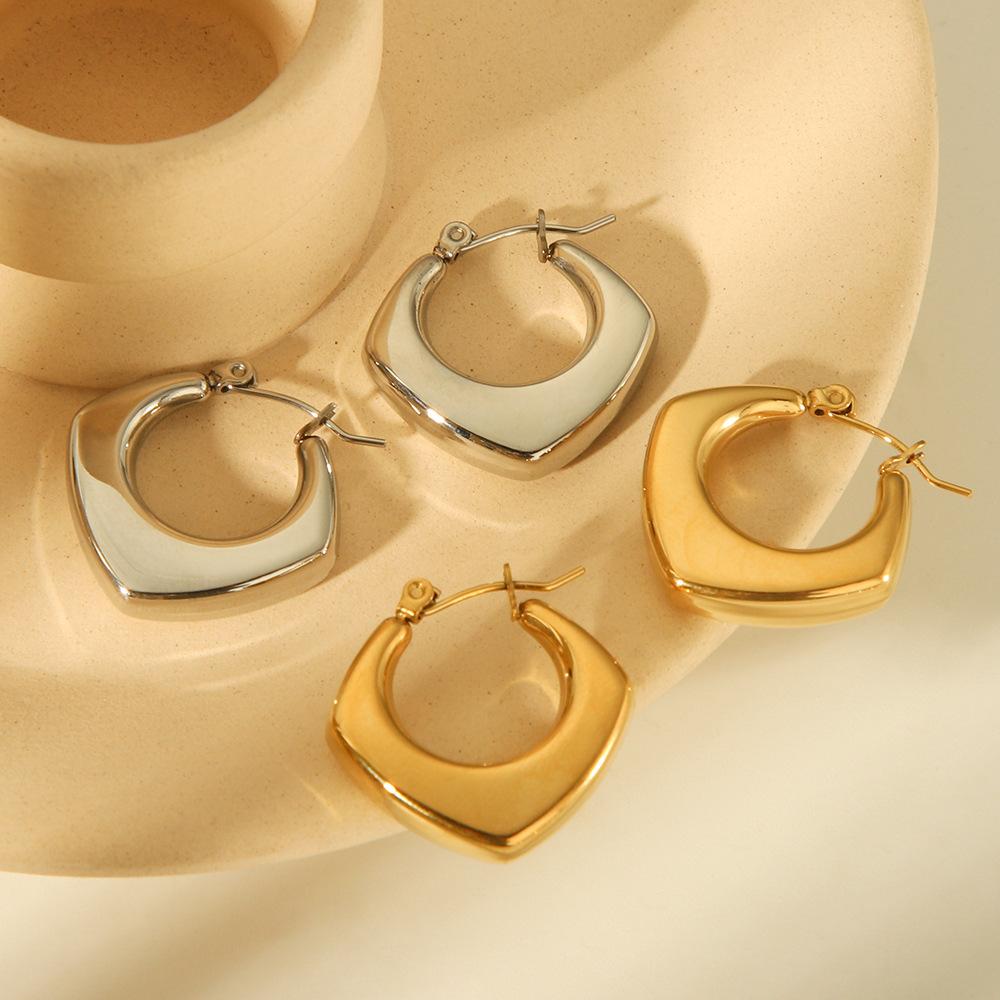 Trendy style stainless steel earrings for women, fashionable versatile non-fading titanium steel vacuum plating
