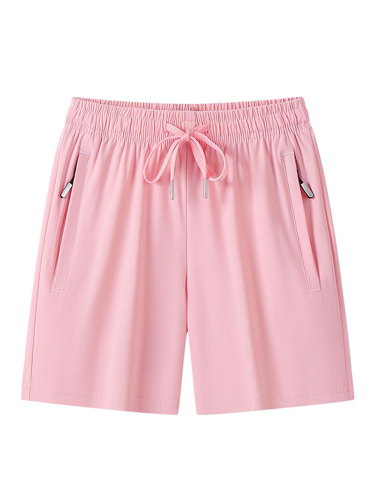Women's Summer Ice Silk Shorts - Breathable, Versatile, Slimming Three-Quarter Pants with Customizable Logo Options.