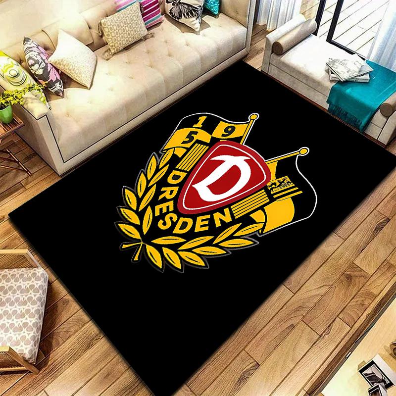 SG Dynamo Dresden 1953 Area Rug Yellow Black Split Background Club Crest Print Non Slip Rectangular Floor Mat Football Fan Home Decor