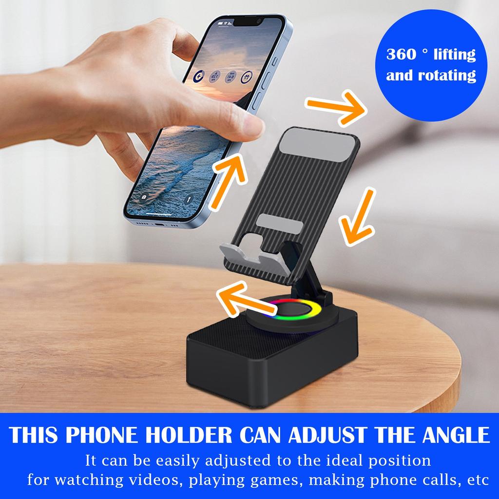 360 Lift And Rotate 3--1 Cell Phone Stand Lazy Bluetooth Speaker