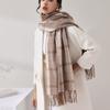 New Faux Cashmere Plaid Curry Scarf Female Warm Long Neck Large Shawl
