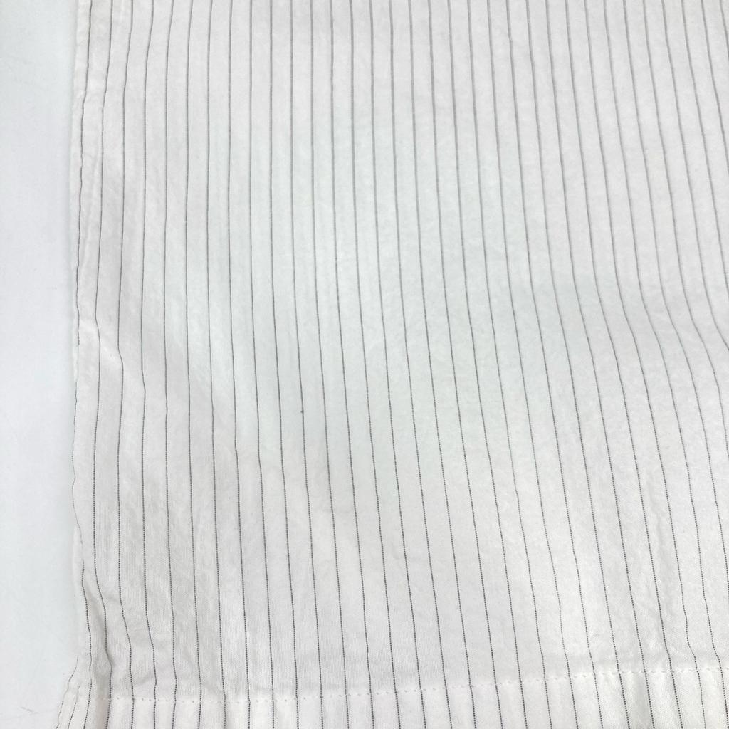 CONTEMPO White Stripe 54152 Cotton Open-Collar Shirt Tops L whiteUsed