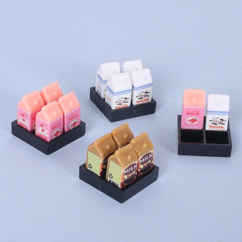 Dollhouse Milk Box Model | Miniature Food Toy Compartment | Play House Decoration Ornament