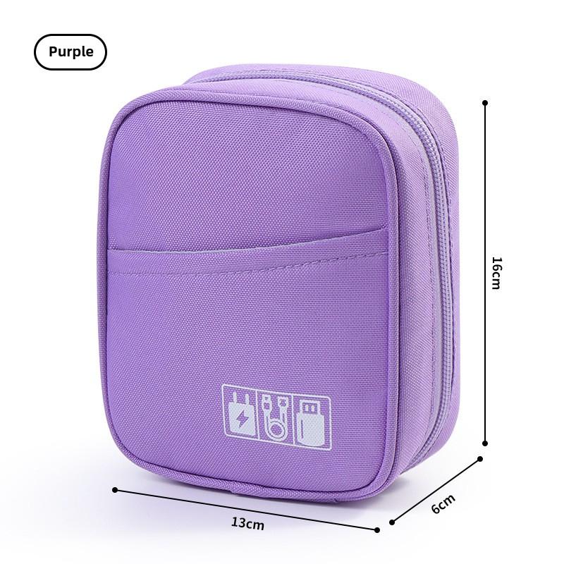 

1PC Portable Data Cable Organizer Bag Waterproof USB Power Bank Earphone Storage Case Travel Digital Pouch фиолетовый