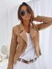 Long Sleeve Cowboy Wind Handsome Jacket Women Vintage Brown Color Slim Boyfriend Style Suede Jacket Coat