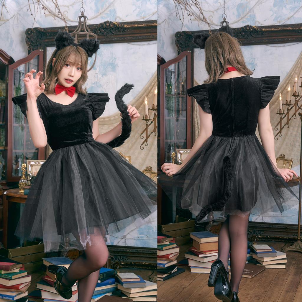 Clearstone Halloween Cosplay Costume Petit Chat Noir Black Cat Women's Black