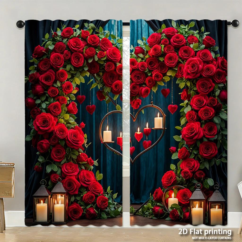 Piece Set High Definition Digital Printed Curtainsthanksgiving Autumn Colors Leaves Turkey Pumpkins Decorative Elementshome Curtain Polyester