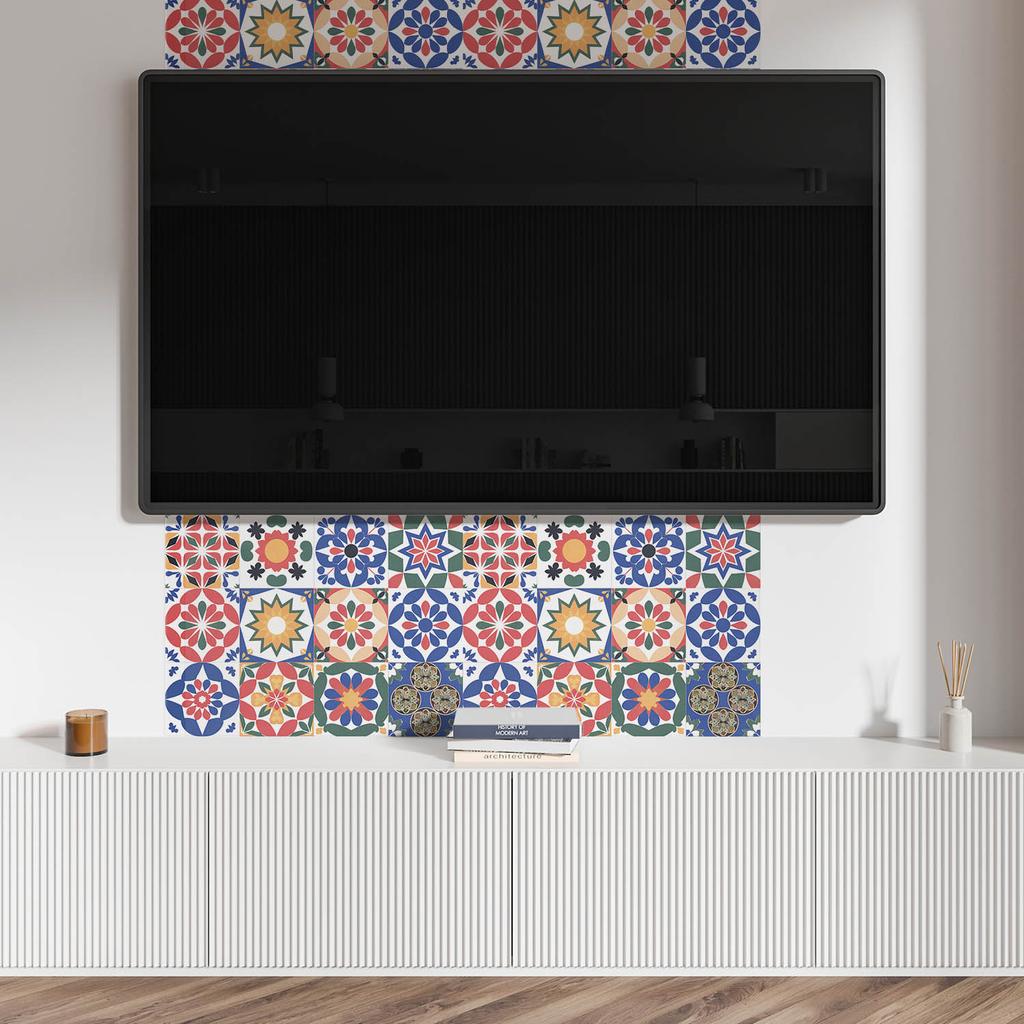 Dekoracyjny Panel Winylowy Na Ścianę Z Nadrukiem 120X60 Cm Wzory Mozaikowe W Szeregach