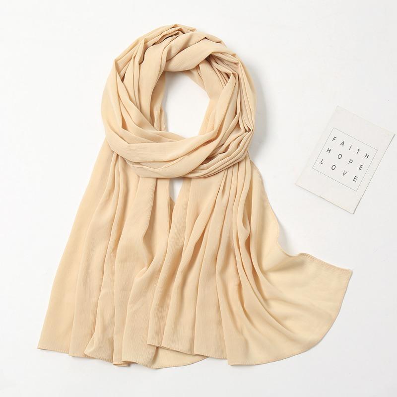 Monochrome natural wrinkled chiffon headscarf breathable pleated bag headscarf YW breathable sunscreen
