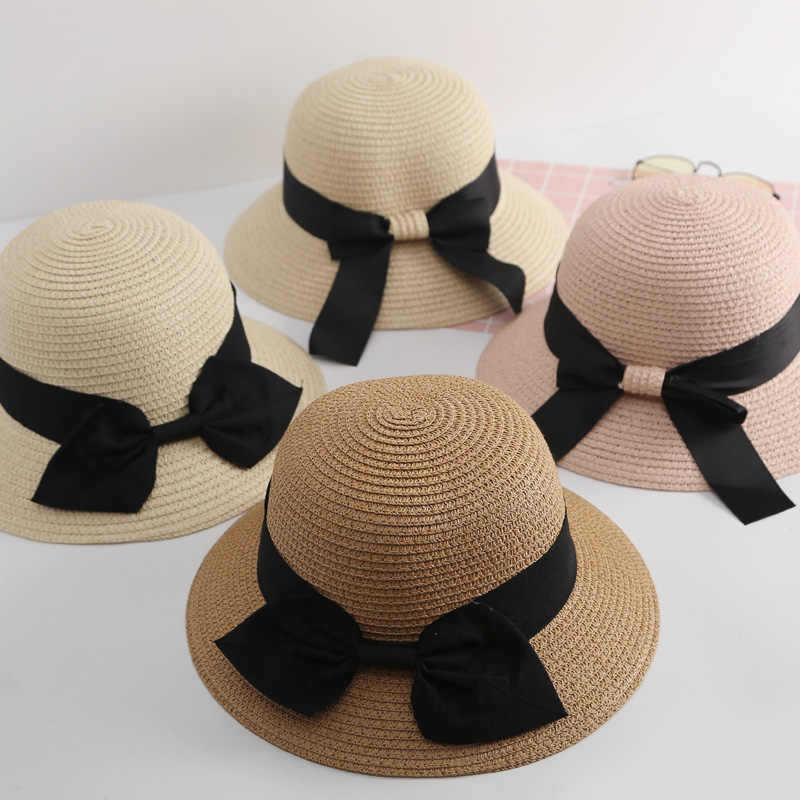 Summer hat female sunshade sunscreen straw straw hat seaside beach sun hat bow basin hat