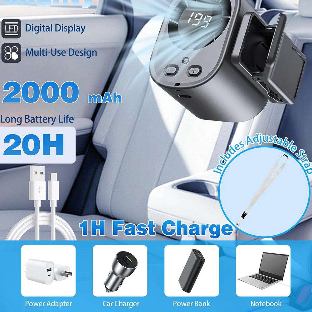 Portable Car Clip Fan 360 Degree Rotatable 100 Speed Wind USB Rechargeable Electric Fan Low Noise Mini Fan Clamp Anywhere