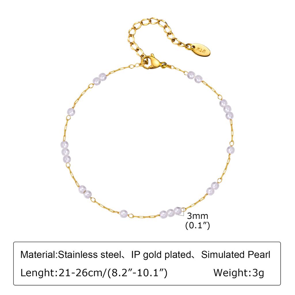 Fußkettchen Armband an Beinen Edelstahl , wasserdicht Verstellbar Strand Perlenkugel Kubanische Gliederkette Sommer Boho Fußschmuck für Frauen