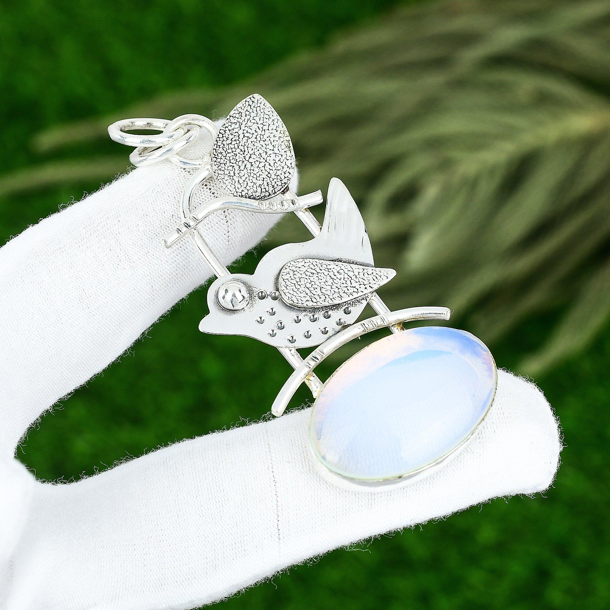 

Anniversary Gift For Her Natural Milky Opal Gemstone Pendant 925 Sterling Silver
