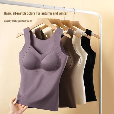 Gilet Termico Senza Cuciture da Donna con Imbottiture sul Petto, Senza Reggiseno, Ispessito in Seta, Intimo in Velluto Tedesco per Autunno e Inverno.