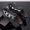 2025 Spring and Summer New Leather Casual Men's Sandals Velcro Breathable Flat Heel Bag Head Men's Shoes