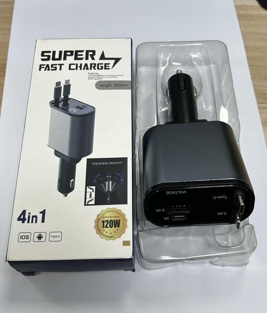 Starry Sky Ceiling Projector Car Charger with Retractable Multi-Device Cable and Super Fast Charging