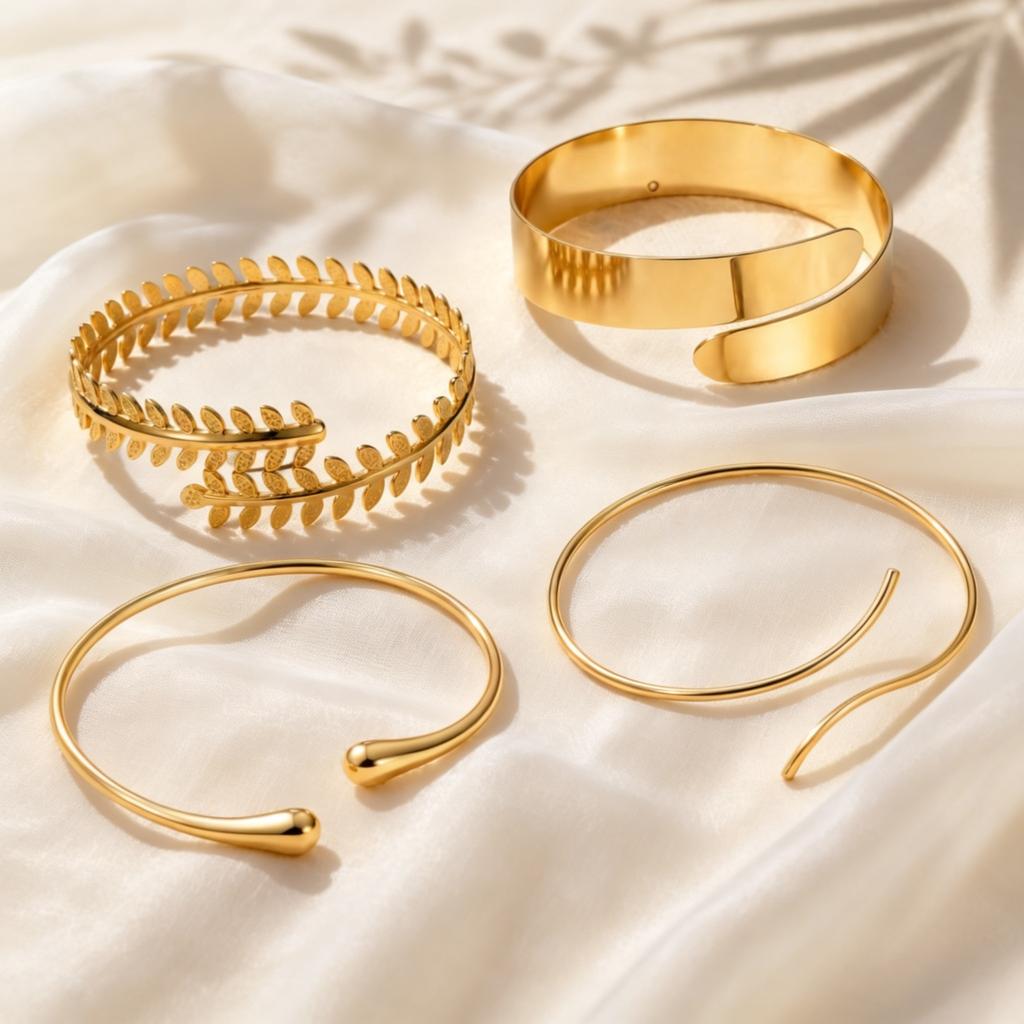 Exquisite Gold Plated Anklets for Women Minimalist Adjustable Curved Shaped Ankle Bracelets Summer Beach Foot Jewelry Gift