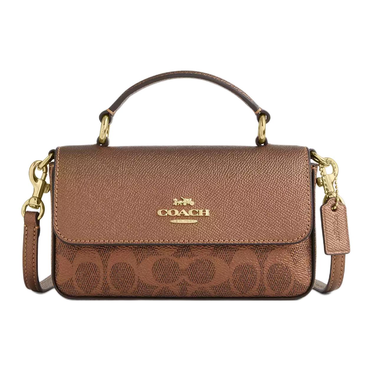 Coach Women's Silver Josie 18 Logo Coated Canvas And Leather Crossbody Handbag Small Handbags Copper Cck68-Imygq