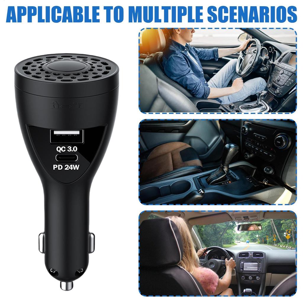 Car Air Freshener Car Scents USB C Phone Charger Scent Diffuser Adapter Fast Charging 2-Port Odor Eliminator For Most