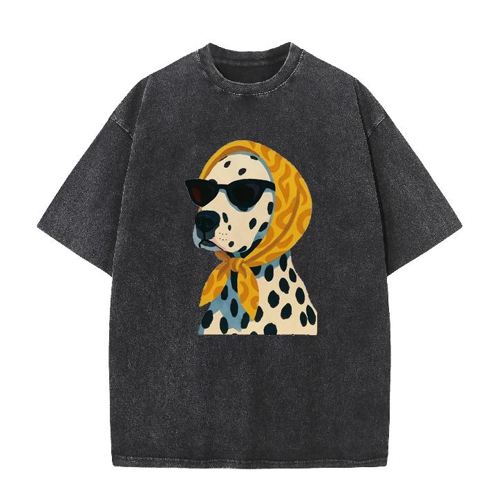 T-shirt Estiva 2026 Stampa Dalmata Retrò Unisex Poliestere Traspirante Manica Corta Oversize Larga Casual Top Quotidiani