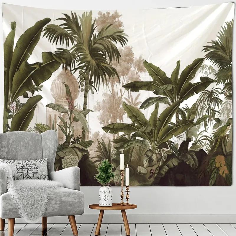 Home Wall Decoration Tapestry Plant Leaves Background Hanging Cloth Office Living Room Tapestry