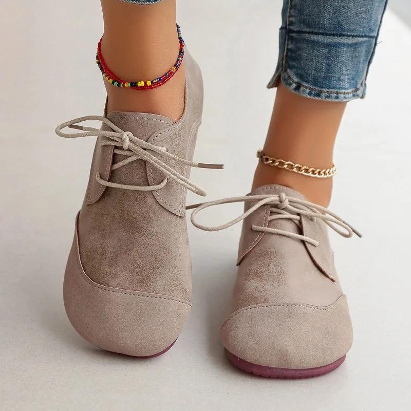 Fashion Comfortable Soft Bottom Round Head Women's Flat Shoes with Rope Decoration Solid Color Casual Breathable and Not Easy To Slip