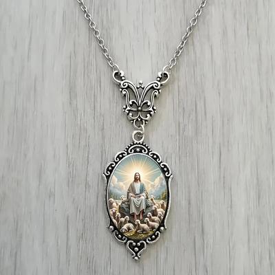 Exquisite Oval Glass Pendant Necklace Silver Butterfly Alloy Accessories