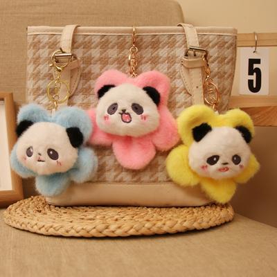 Pingente de Pelúcia Panda de Grama Longa Decoração Pendurada para Mochila Escolar Presente Boneca Chaveiro Brinquedos de Pelúcia Lembrancinhas de Viagem de Sichuan