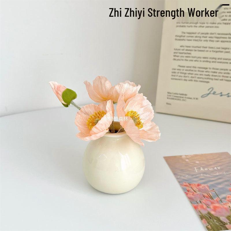 High-End Mini Ceramic Vase Ornament for Fresh Home Decor in Living Room or Dining Table