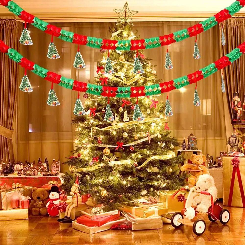 Creative 3 Meters Santa Claus Banner Cartoon Cute Christmas Tree Garland Santa Claus Happy New Year Christmas Decor