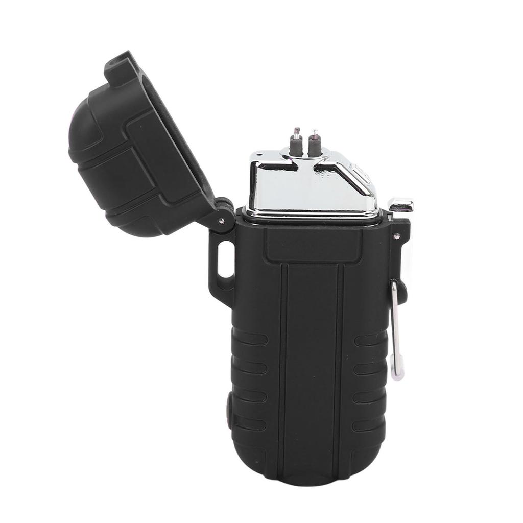 Outdoor Double Arc Electric Lighter Portable Waterproof Flashlight Lighter Charging Pulse Windproof