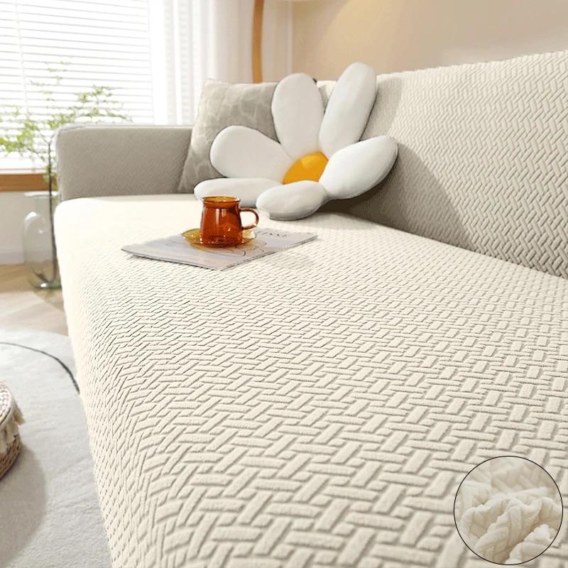 Jacquard Elastic Sofa Covers Geometric ArmChair Knitted Sofa Couch Slipcovers Chair Protector For Living Room L Shaped