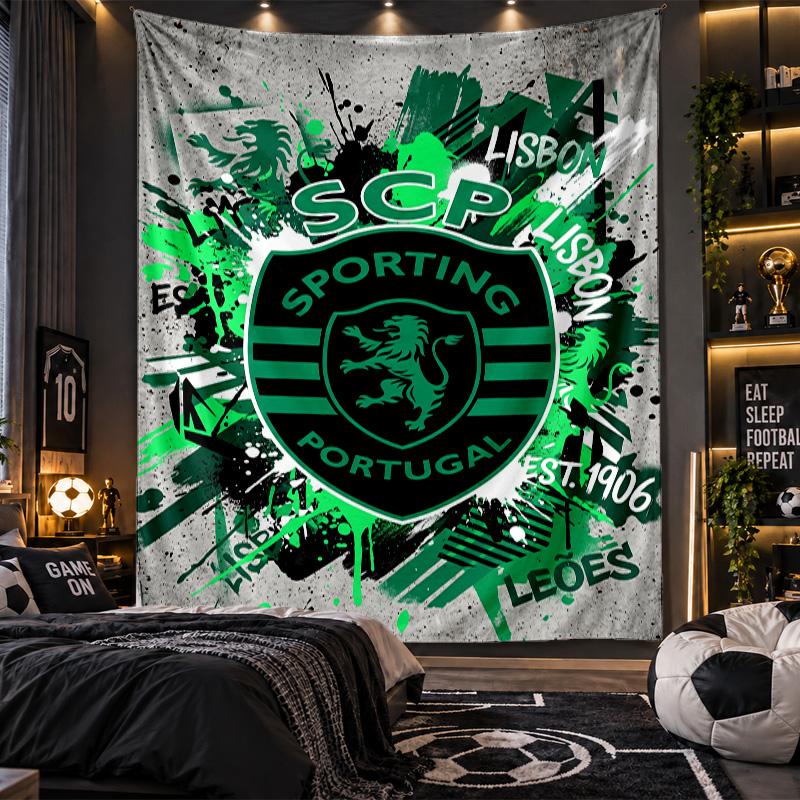 Arazzo da Appendere a Parete Stampa Sporting CP FC Tessuto per Soggiorno Camera da Letto Decorazione Casa
