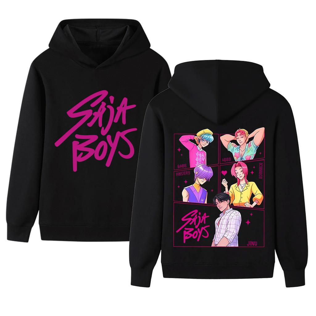 B1217-2 Kids Boys Girls Kpop Rumi Zoey Mira Sajaboys Double-sided Print Long Sleeves Hoodie