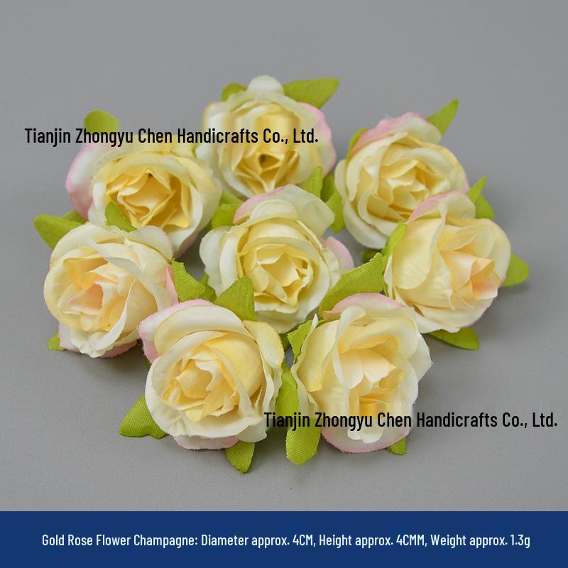 Champagne Silk Imitation Flowers for Hairpins, Hanfu Headdresses, Souvenirs, and Performance Accessories.