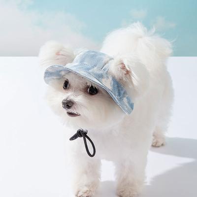 Cute Open Ears Adjustable Breathable Sunscreen Sunshade Small Dog Cat Hat Summer Pet Dog Dog Bucket Hat