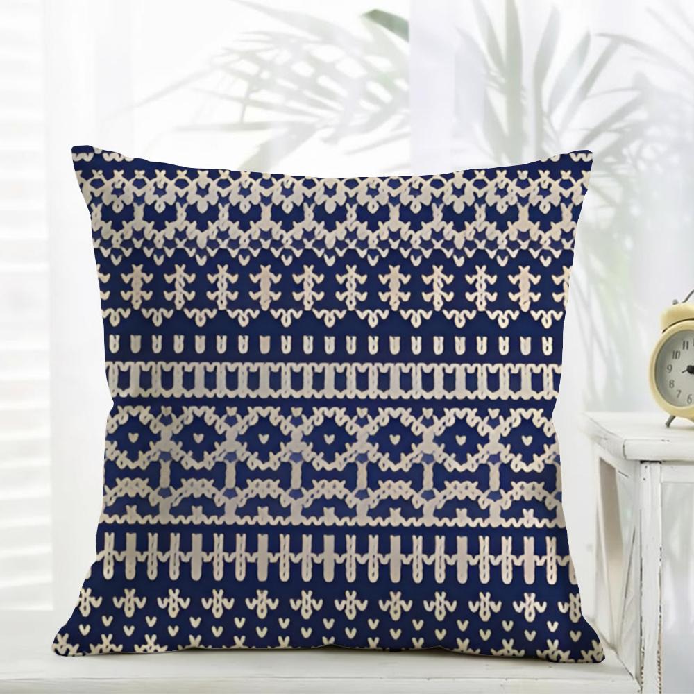 Fair IIsle Knit Pillow Retro Nordic Cushion Cover Daily Washable Linen Pillowcase Soft for Sofa Bed Home Room Decor