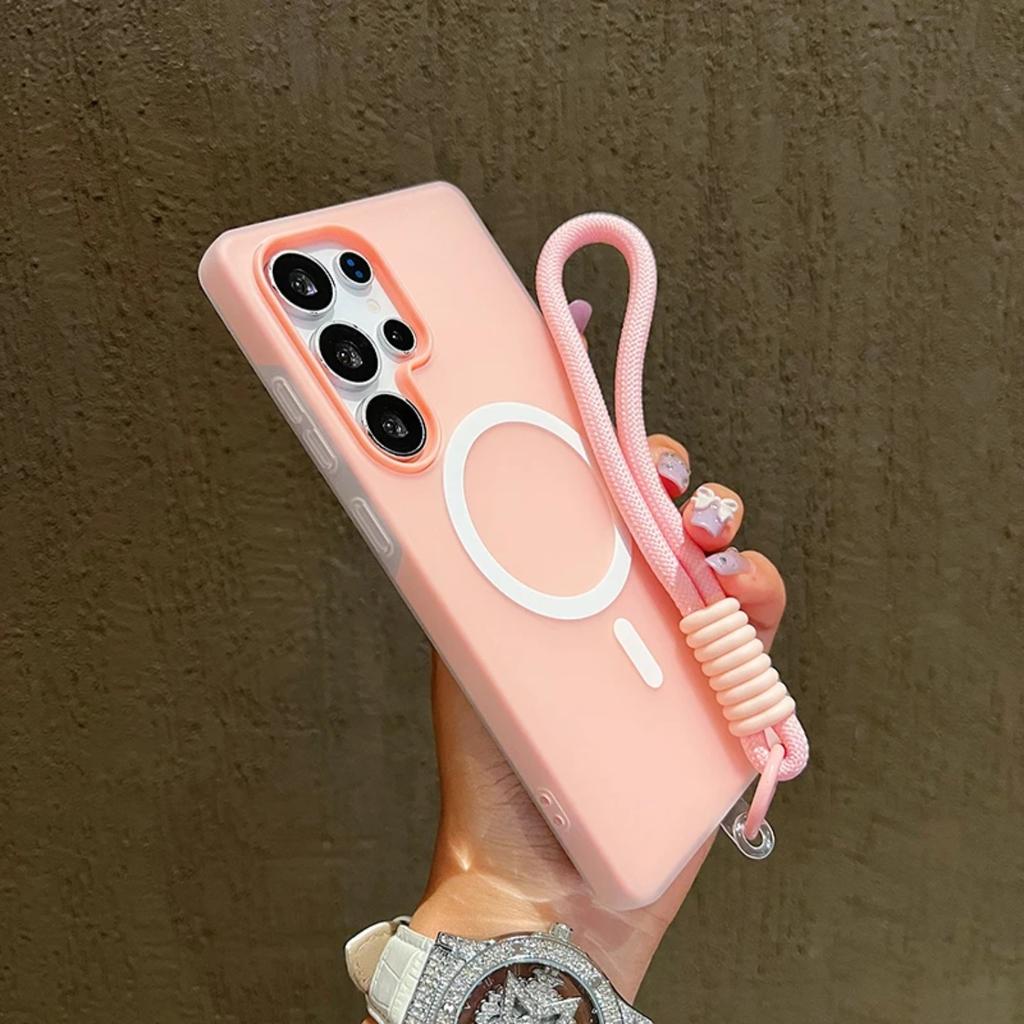 Case For Samsung Galaxy A56 A36 A26 A16 A06 A07 A55 A35 A25 A15 A05 A54 Candy Color Matte With Lanyard For Magsafe Soft Cover