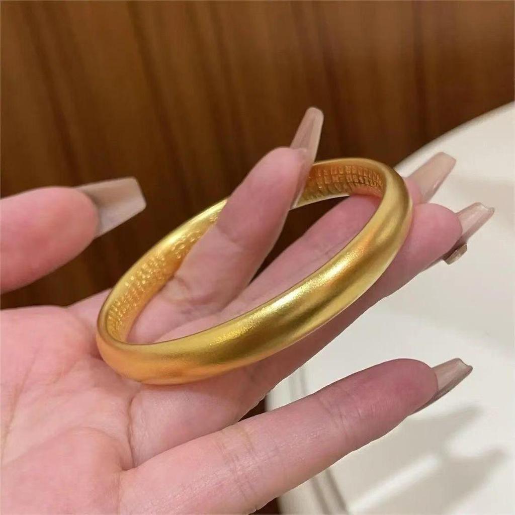 Shajin Heart Sutra Closed Mouth Bangle: Women's Imitation Gold Jewelry, Elegant Wedding Bracelet.