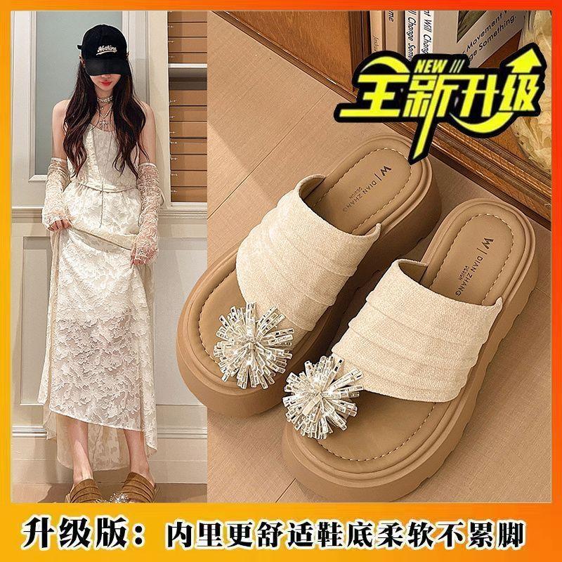 Retro Commuter Cover Toe Birkenstocks Women'S Summer Outer Wear Stacked Fashion High-End Fireworks Half Slippers