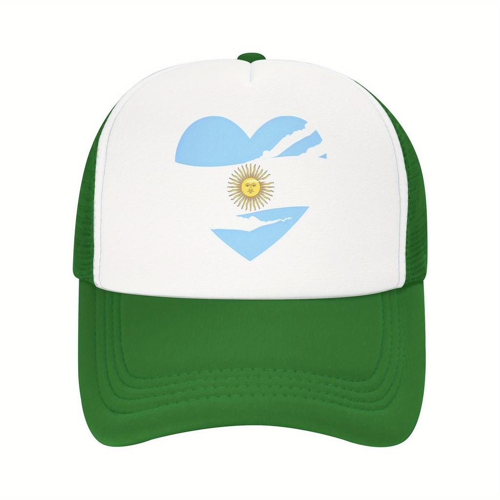 Argentina Heart Flag Sun Trucker Hat Lightweight Mesh Baseball Cap Adjustable Unisex Casual
