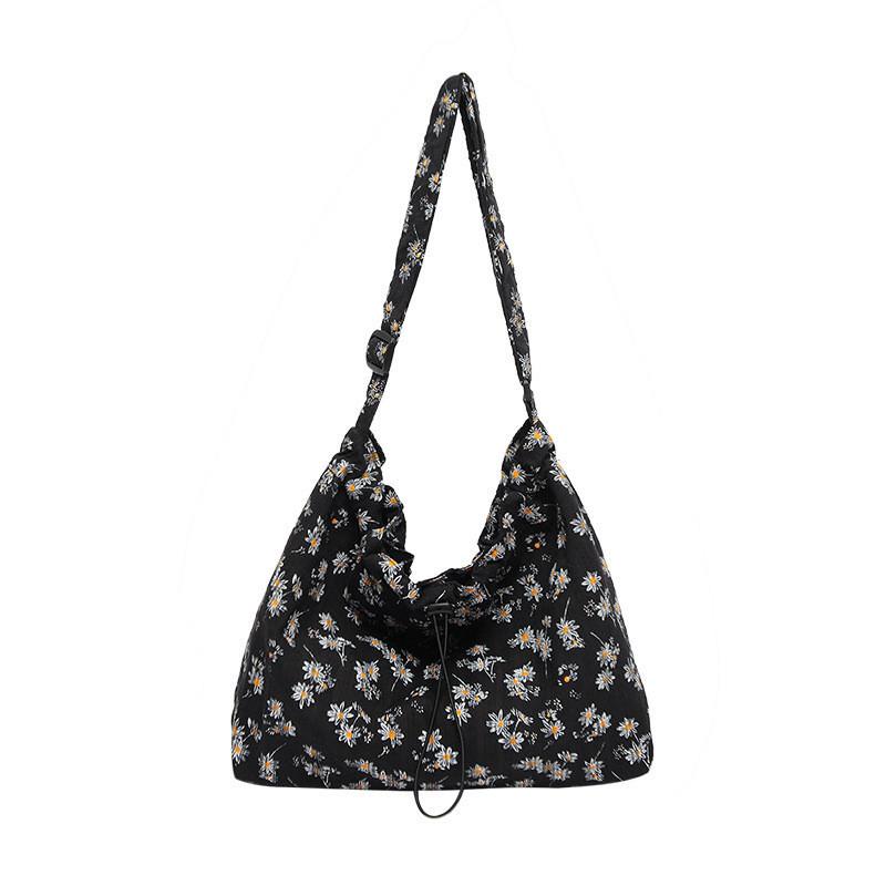 Stylish 2024 Korean Floral Canvas Tote Bag For Women With Spacious Design And Trendy Appeal