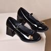 2025 New Red Mary Jane Shoes Japanese Round Head College Style Love Buckle Small Leather Shoes Women's Patent Leather Retro Single Shoes