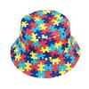 Blocks Pattern Panama for Women Men Summer Outdoor Sunscreen Bucket Hats Casual Fashion Decorate Fisherman Hat Female Sun Gorras