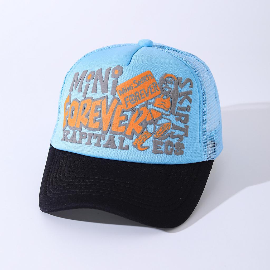 American Forever Printed Letter Baseball Cap Men'S And Women'S Sunshade Color Matching Trendy Brand Street Mesh Truck Hat