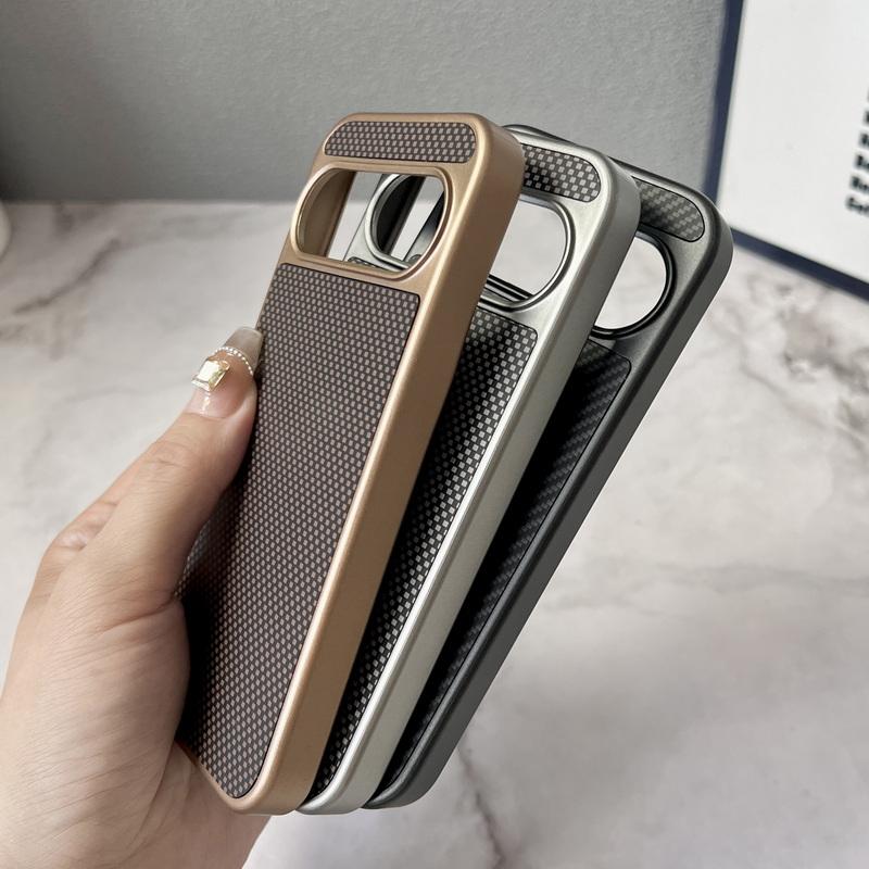 Luxus-Kohlefaser-Texturhülle für Google Pixel 9 Pro XL 9 9 Pro Hart-PC Stoßfeste, weiche Kante Einfarbige Telefonabdeckung